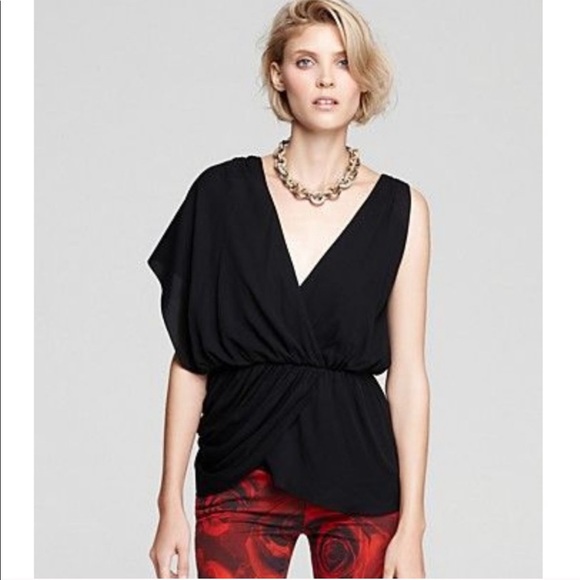 Alice + Olivia Rylee Draped Stretch Silk Top - Picture 1 of 7